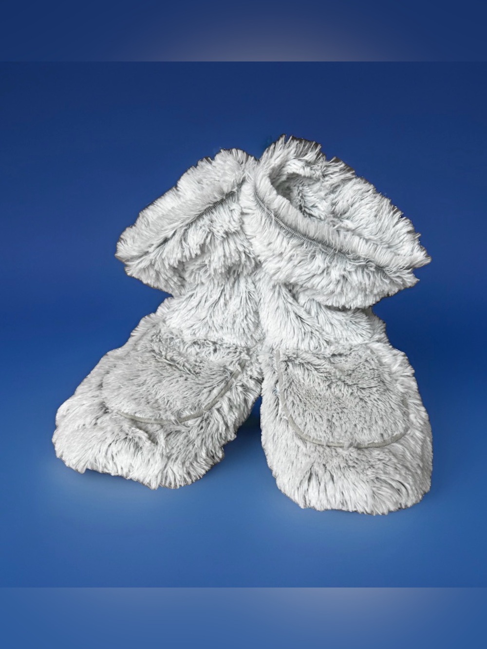 Warmies Fuzzy Gray Boot Slippers Microwavable Heated Lavender Size 6-10